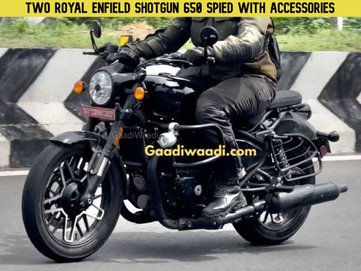 2 Royal Enfield Shotgun 650 Cruisers Spotted On Test With Optional Accessories Zigwheels 4949