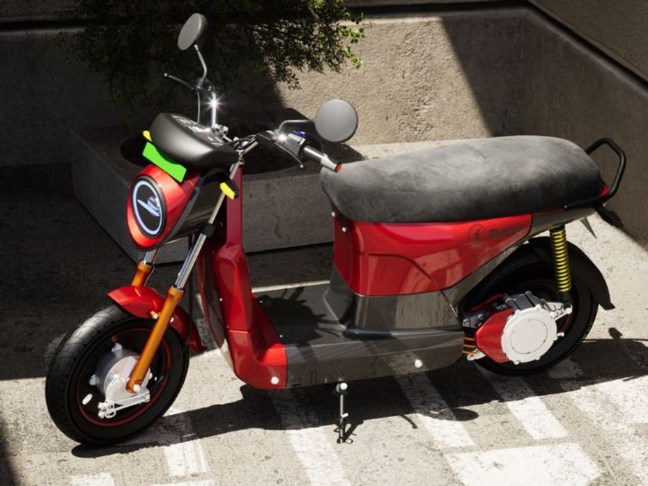 upcoming Kyari electric moped red