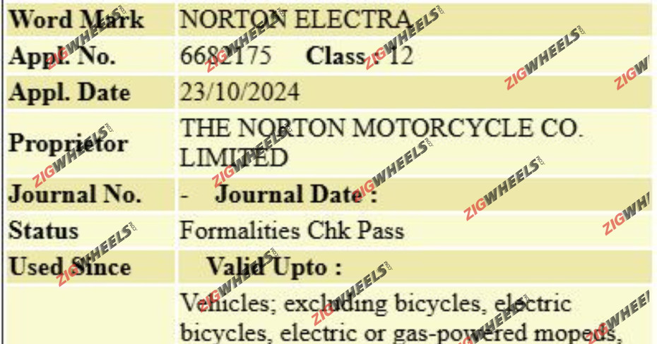 Norton Electra Name Trademarked