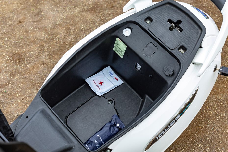 Seat Storage Side View of iQube Electric