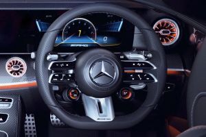 Steering close up Image of AMG E 53 Cabriolet