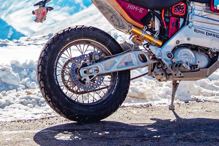 Rear Tyre View of Himalayan Electric