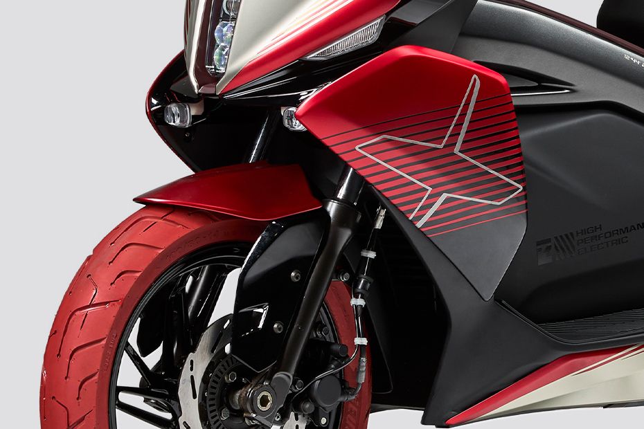 Front Suspension View of X Electric Scooter