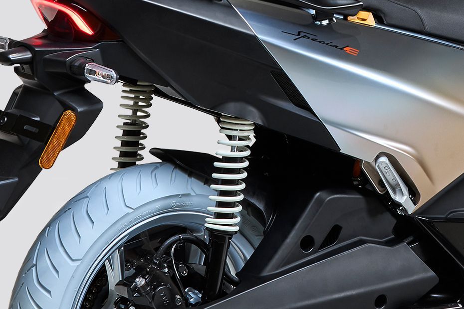Rear Suspension View of M1-S Electric Maxi-Scooter