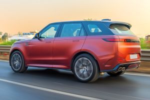 Driving: Rear Left Three Quarter View Image of Range Rover Sport