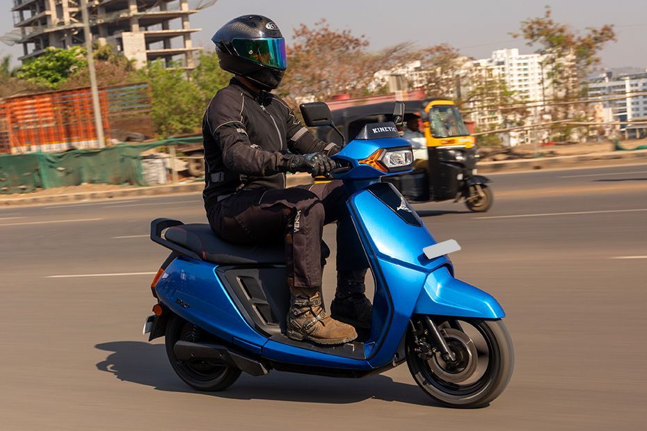 Riding: Front Right Quarter View of DX EV