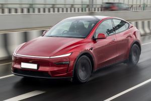 Driving: Front Left Quarter View Image of Model Y