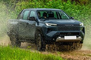 Driving: Front Right Quarter View Image of Hilux