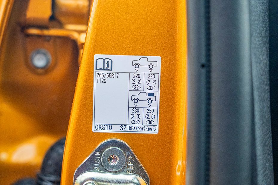 Tyre Pressure Information Image of Hilux
