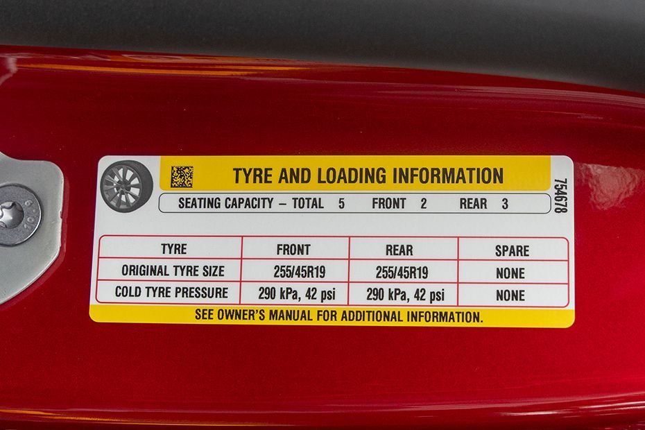 Tyre Pressure Information Image of Model Y