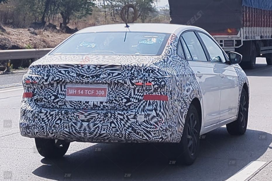 Driving: Rear Right Three Quarter View Image of Virtus Facelift