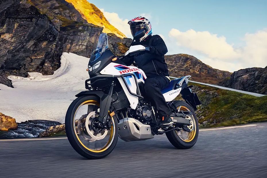 Riding: Front Left Quarter View of XL750 Transalp