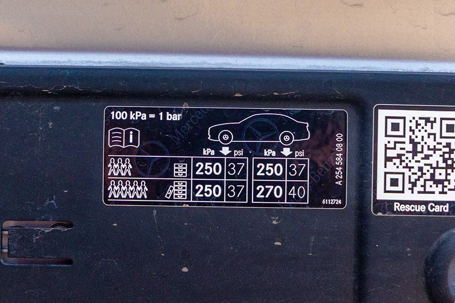 Tyre Pressure Information Image of GLC