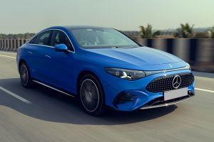 Driving: Front Right Quarter View Image of CLA Electric