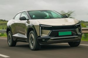 Driving: Front Right Quarter View Image of BE 6