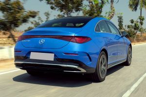 Driving: Rear Right Three Quarter View Image of CLA Electric