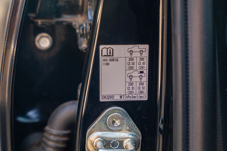 Tyre Pressure Information Image of Hilux