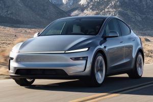 Driving: Front Left Quarter View Image of Model Y
