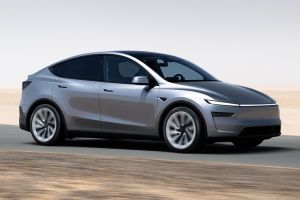 Driving: Front Right Quarter View Image of Model Y