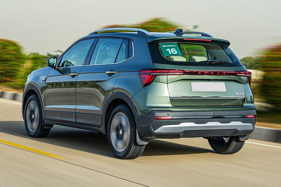 Driving: Rear Left Three Quarter View Image of Kushaq