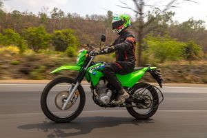 Riding: Front Left Quarter View of KLX230