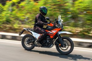 Riding: Front Right Quarter View of 390 Adventure