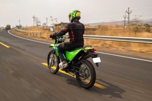 Riding: Rear Left Three Quarter View of KLX230