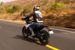 Riding: Rear Left Three Quarter View of 390 Adventure X