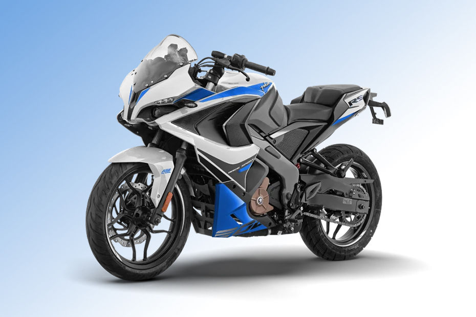 Bajaj Pulsar RS200 Pearl Metallic White and Caribbean Blue colour