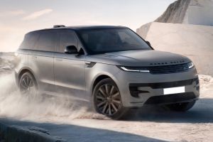 Driving: Front Right Quarter View Image of Range Rover Sport Electric