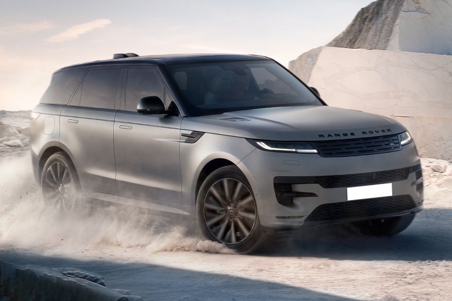 Driving: Front Right Quarter View Image of Range Rover Sport Electric