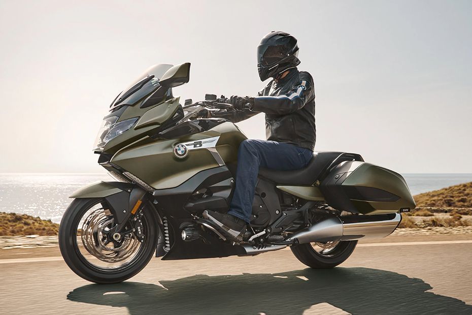Riding: Front Left Quarter View of K 1600 Bagger
