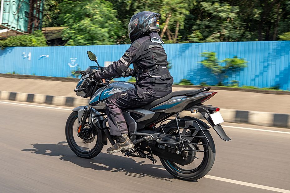 Riding: Rear Left Three Quarter View of Pulsar 125