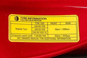 Tyre Pressure Information Image of BE 6