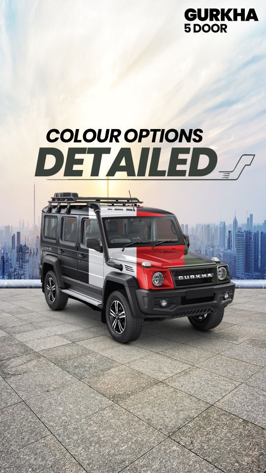 Force has revealed the 5-door version of the Gurkha, it gets 4 colour options to choose from