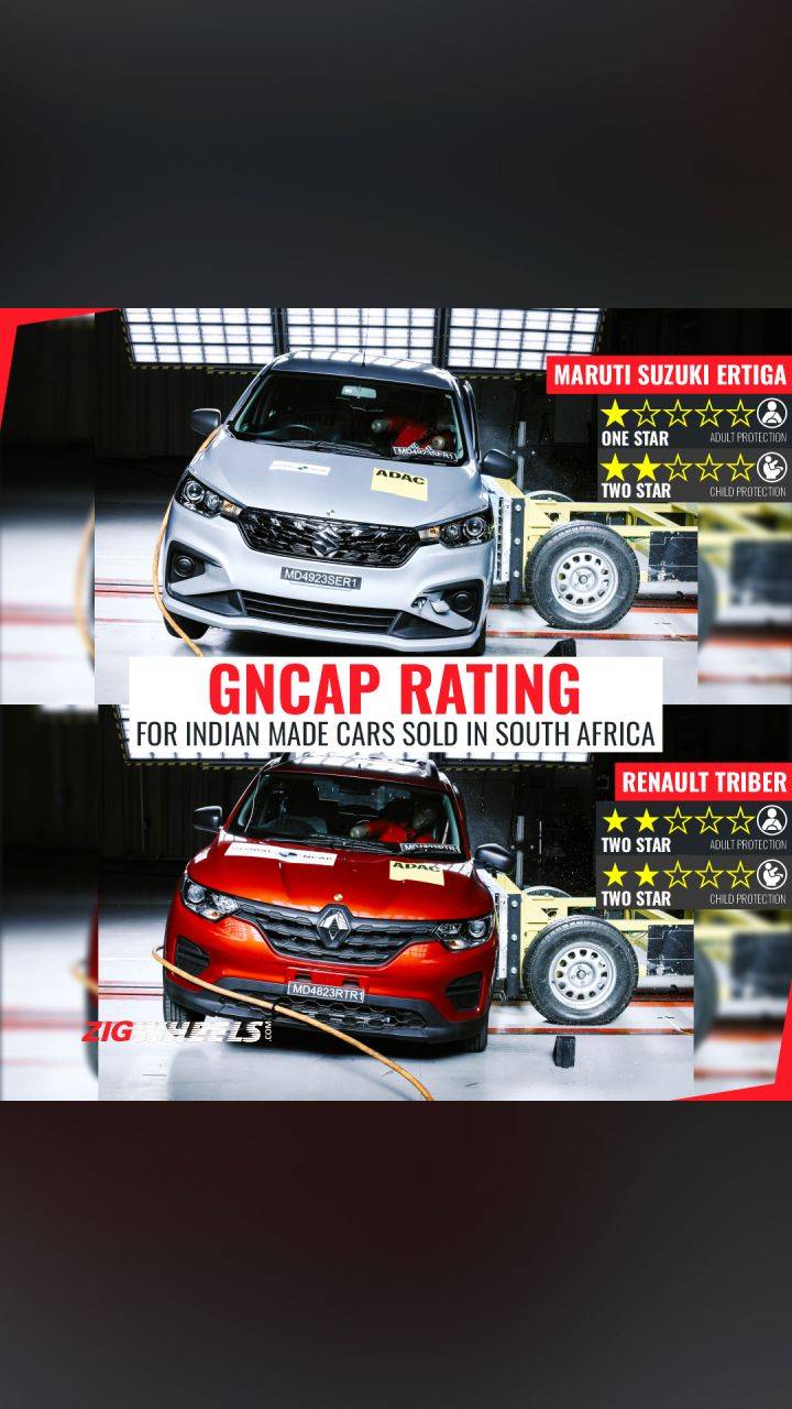 Here are the revised Global NCAP crash test results of the India made Maruti Ertiga and Renault Triber for South Africa