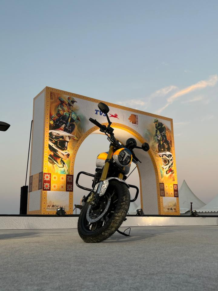 TVS participated in Rann Utsav 2026 showcasing custom builds of the TVS Ronin, Apache RTR 200, Apache RTR 310, and Apache RR 310